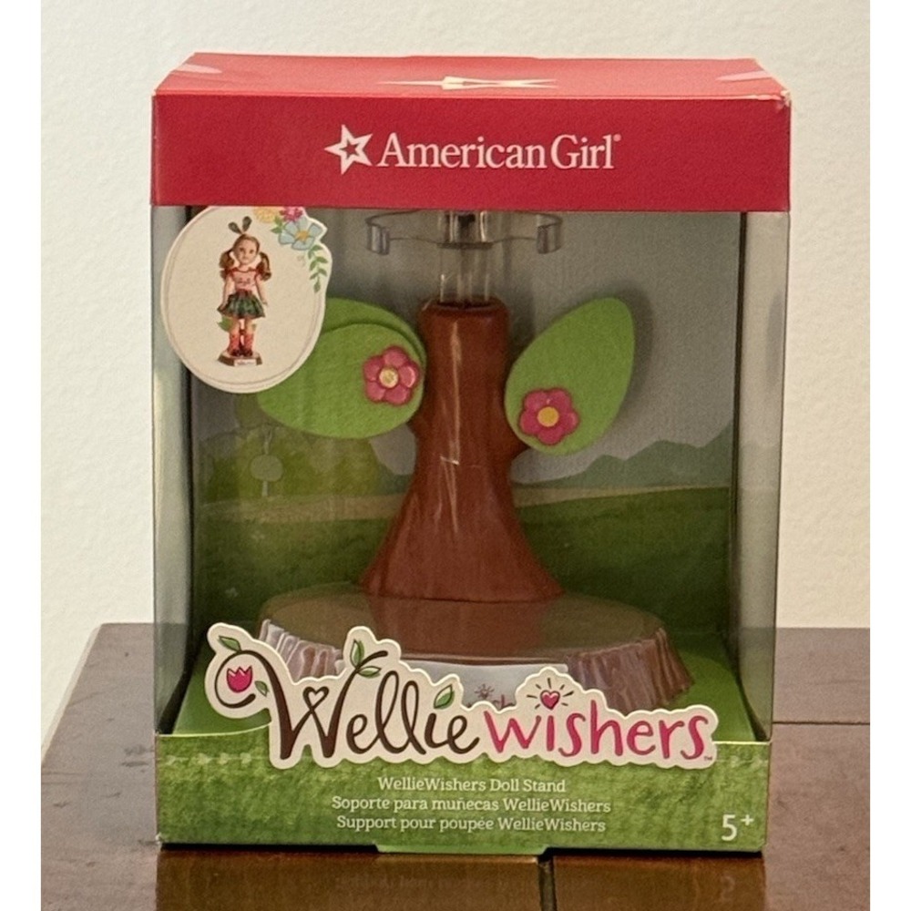 American Girl - Wellie‎ Wishers Doll Stand Tree Trunk Felt Leaves NEW